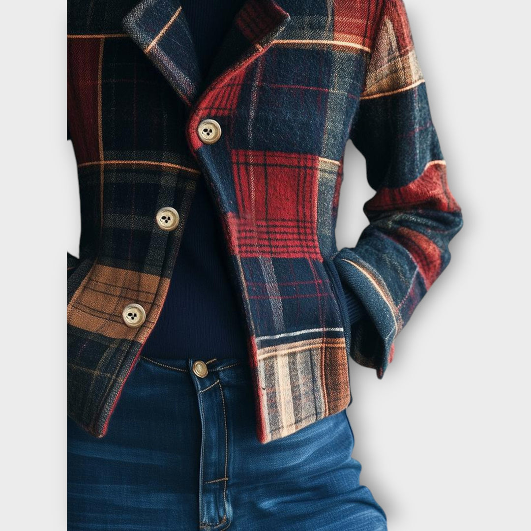 Chic Heritage Plaid Button Jacket