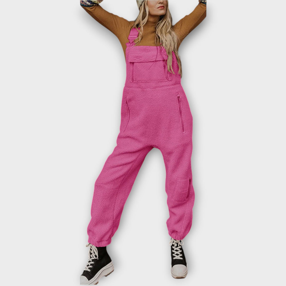 Fleece Thermal Jumpsuit With Zippered Pockets