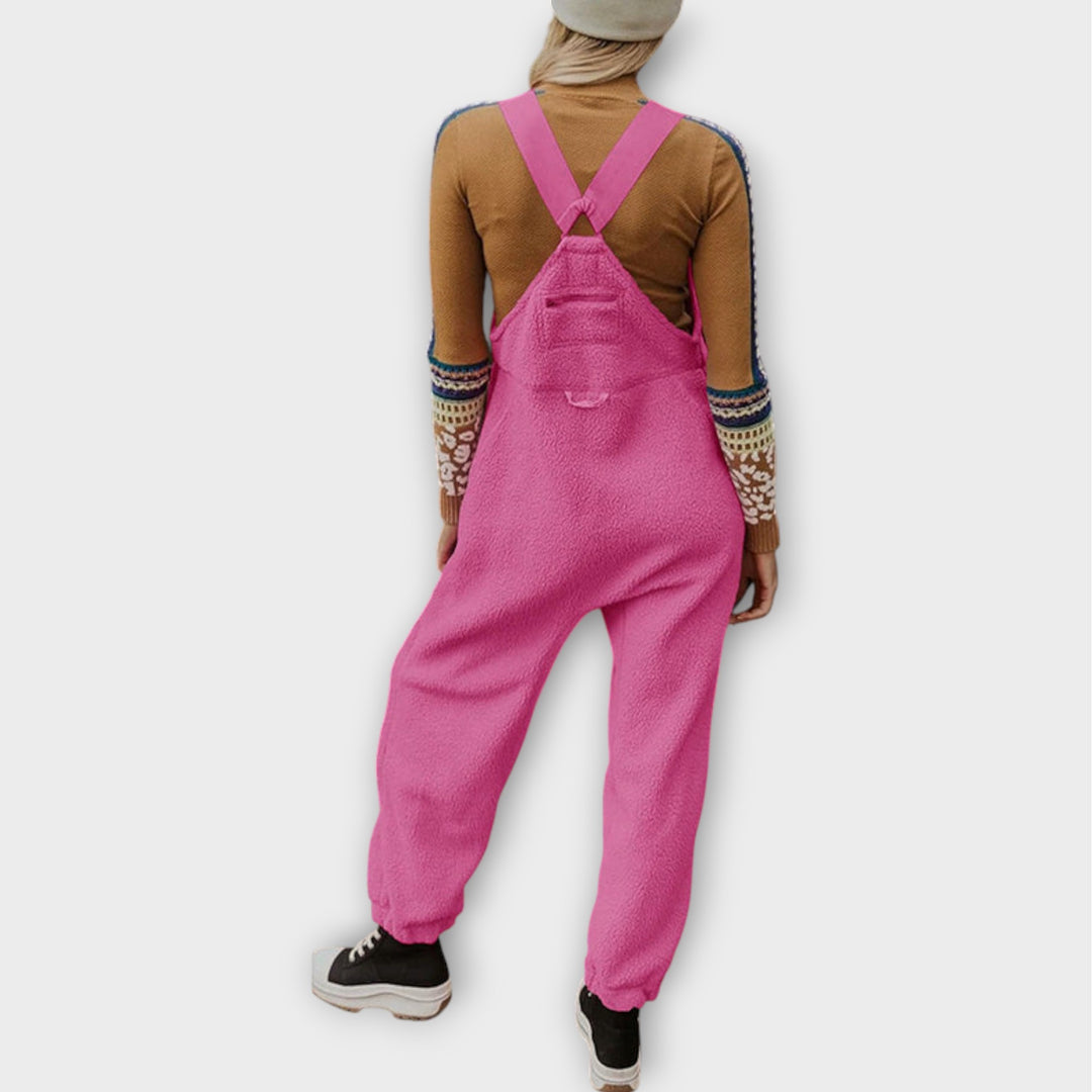 Fleece Thermal Jumpsuit With Zippered Pockets