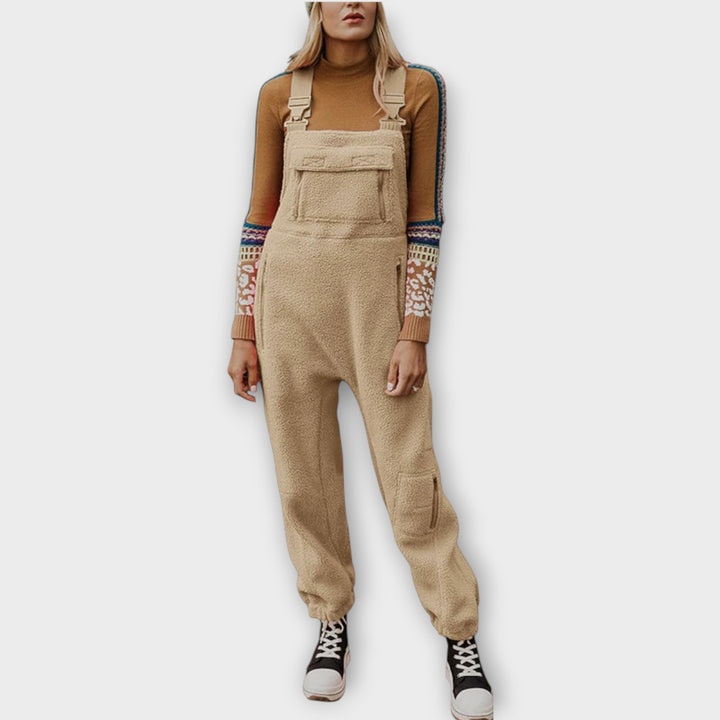 Fleece Thermal Jumpsuit With Zippered Pockets