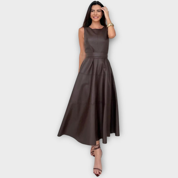 Midi Dress in Faux Leather