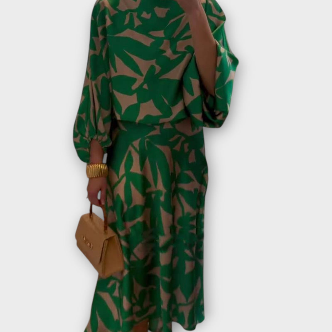 Chic Abstract Print Midi Dres