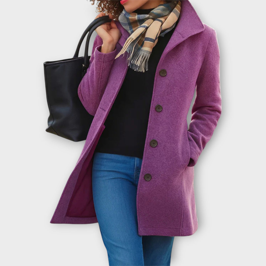 Sophisticated Button-Front Mid-Length Coat