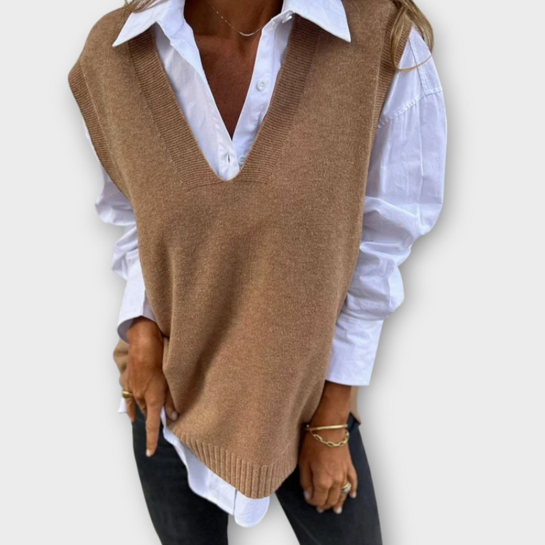 Effortless Chic V-Neck Knit Vest