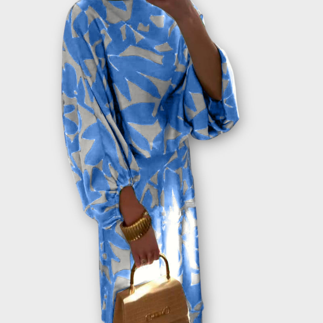 Chic Abstract Print Midi Dres