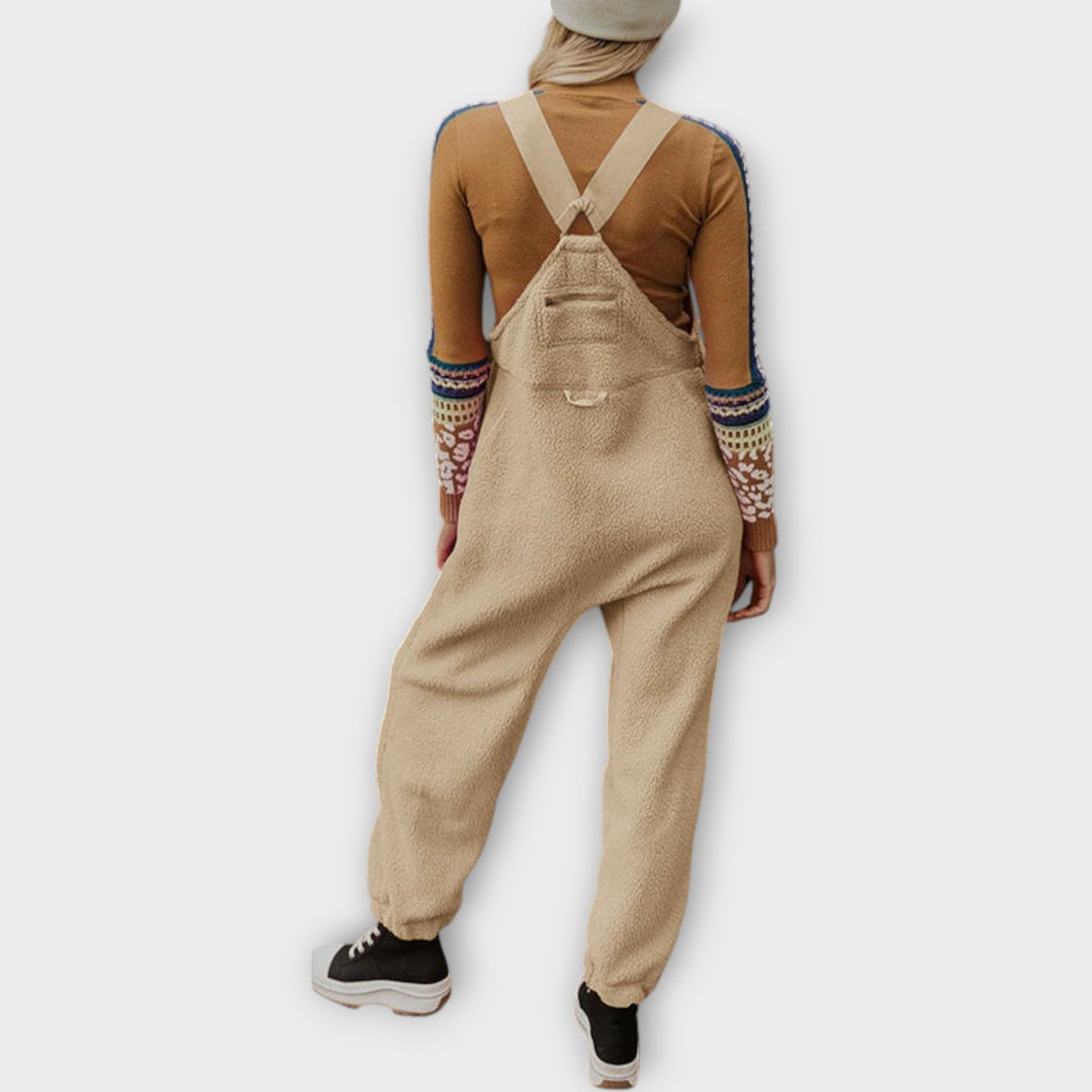 Fleece Thermal Jumpsuit With Zippered Pockets