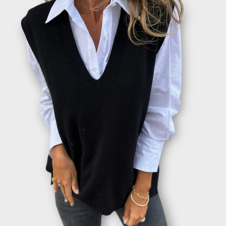 Effortless Chic V-Neck Knit Vest