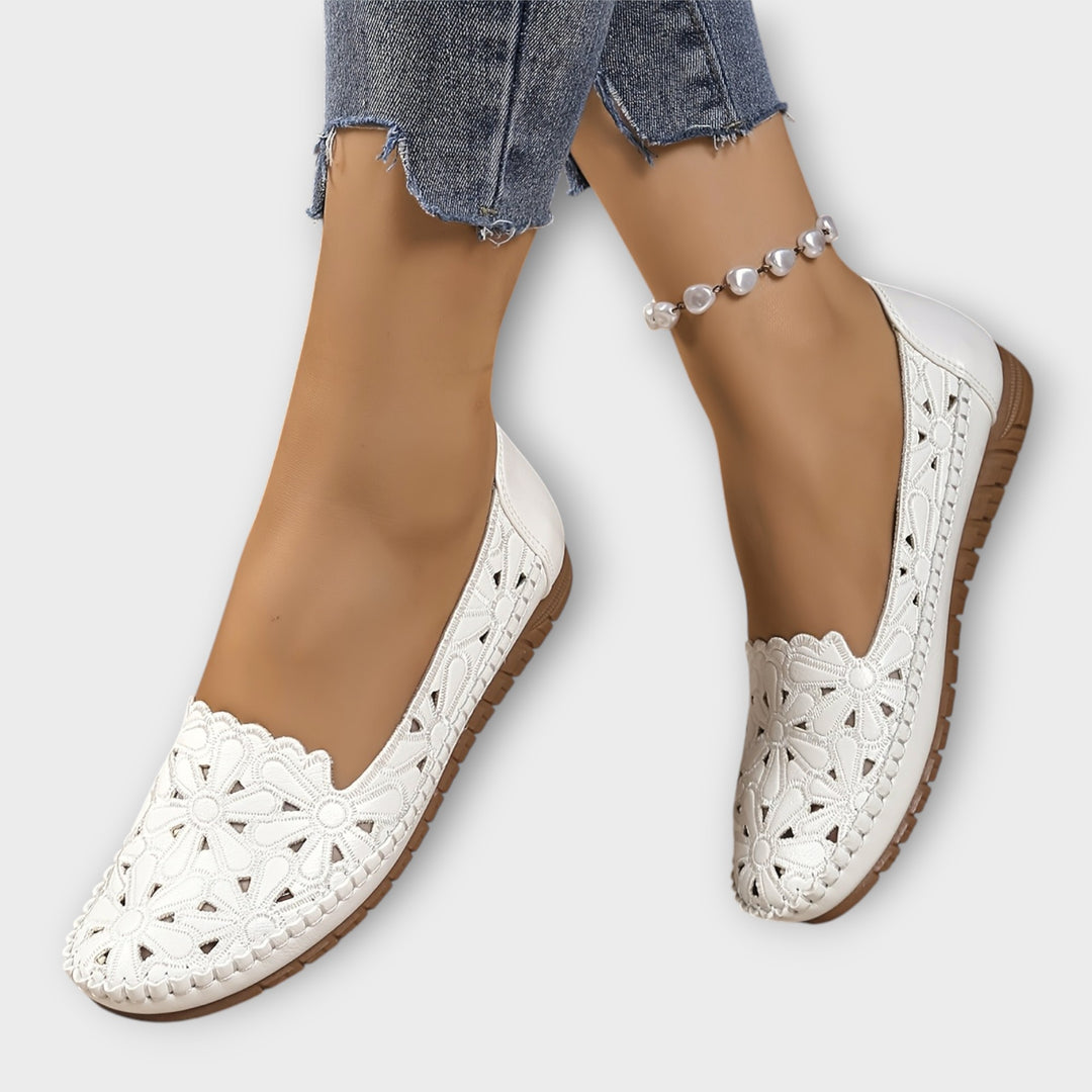 Elegant Floral Cutout Comfort Flats