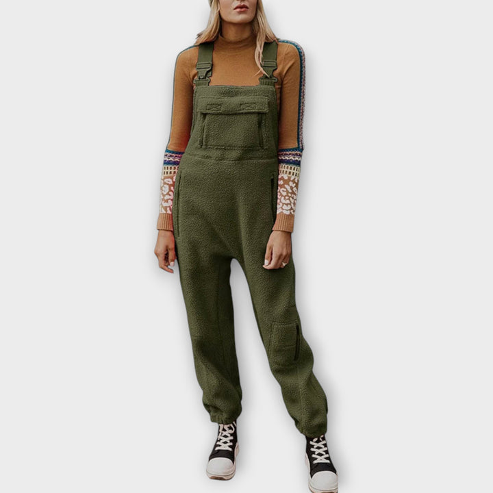 Fleece Thermal Jumpsuit With Zippered Pockets