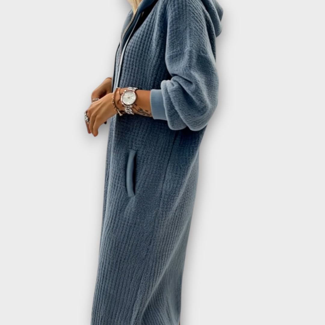 Cozy Hooded Knit Midi Dress