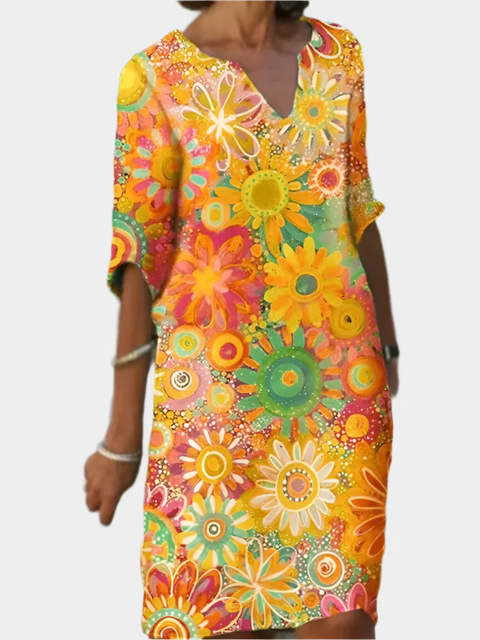 Colorful Dress with Floral Pattern