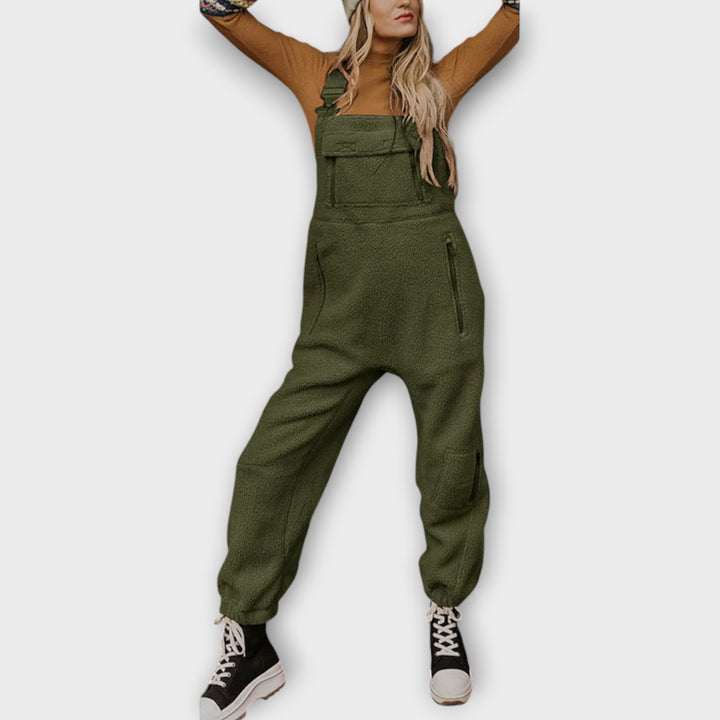 Fleece Thermal Jumpsuit With Zippered Pockets