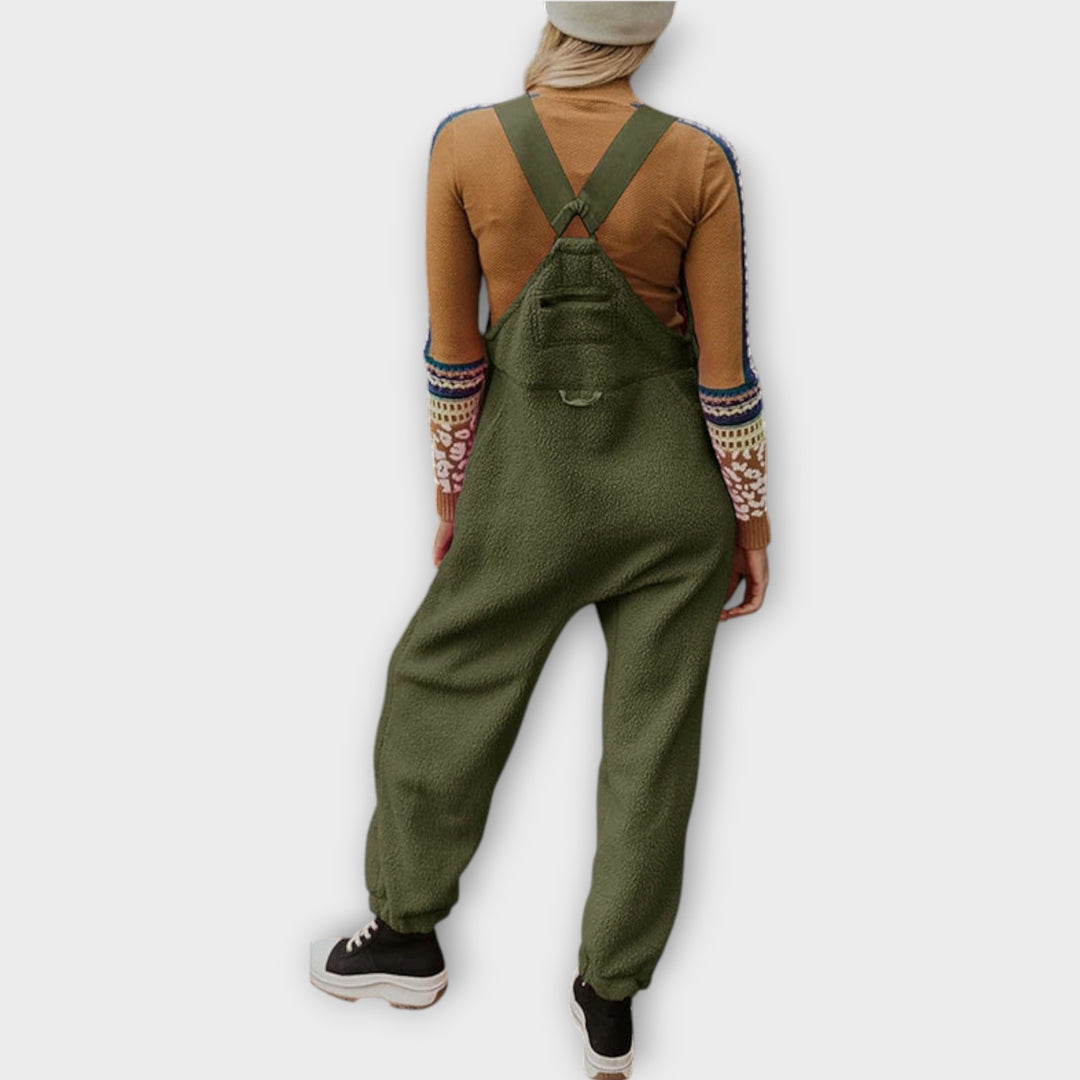 Fleece Thermal Jumpsuit With Zippered Pockets