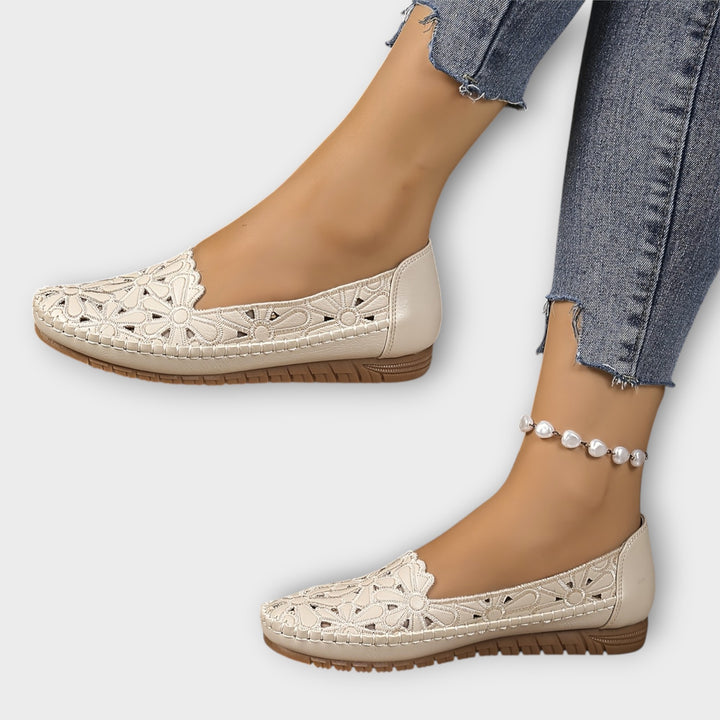 Elegant Floral Cutout Comfort Flats