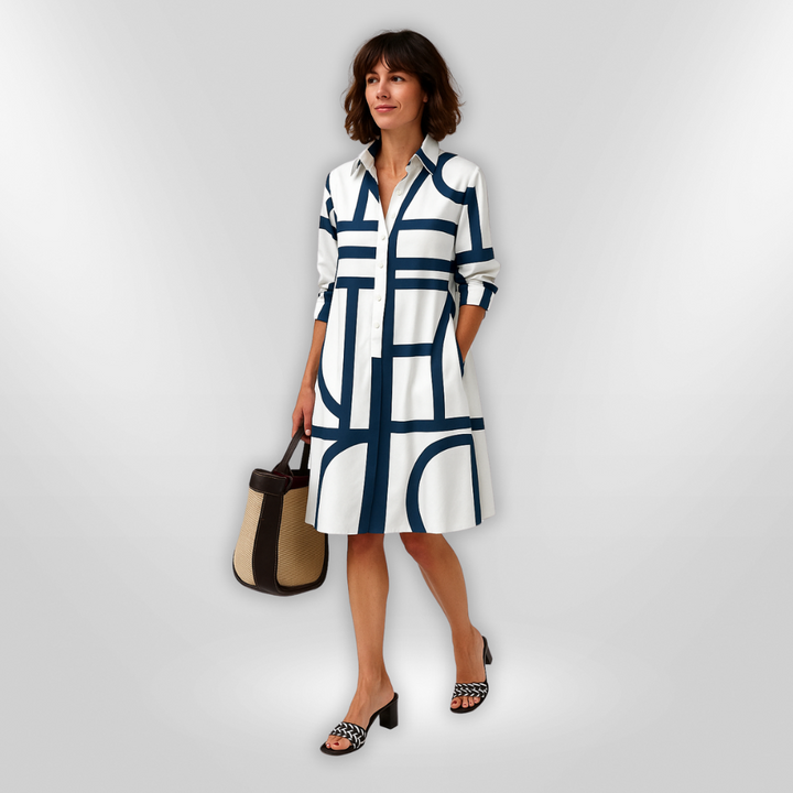 Midi Dress with Geometric Pattern