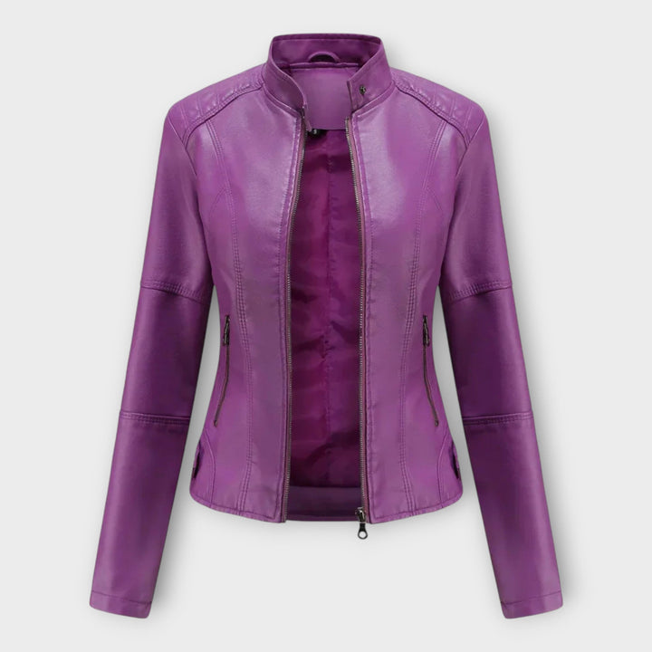 Modern Short Leather Jacket with Zipper
