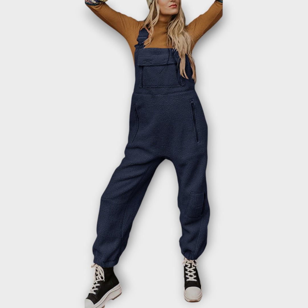 Fleece Thermal Jumpsuit With Zippered Pockets