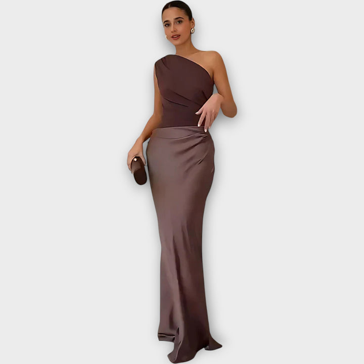 Amber  One-Shoulder Satin Maxi Dress
