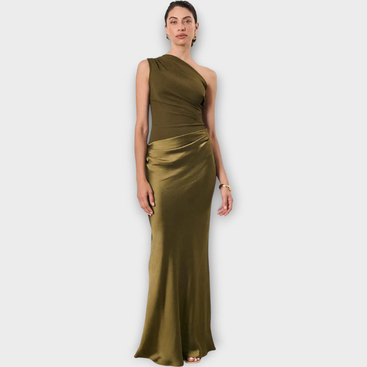 Amber  One-Shoulder Satin Maxi Dress