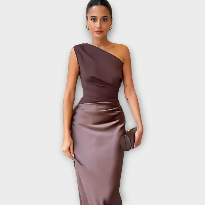 Amber  One-Shoulder Satin Maxi Dress