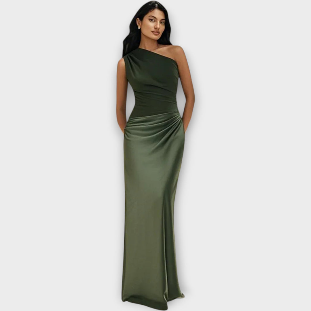 Amber  One-Shoulder Satin Maxi Dress