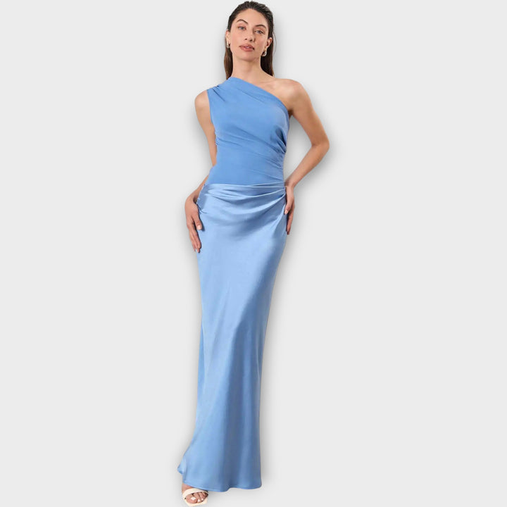 Amber  One-Shoulder Satin Maxi Dress