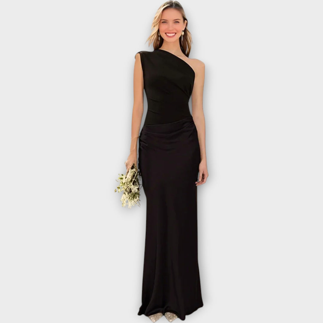 Amber  One-Shoulder Satin Maxi Dress
