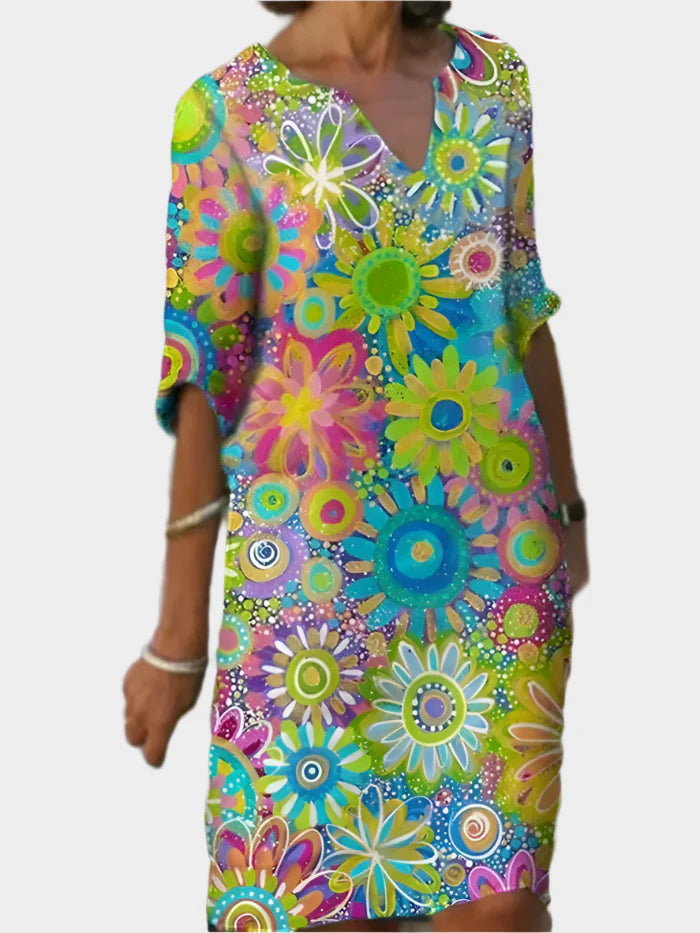 Colorful Dress with Floral Pattern