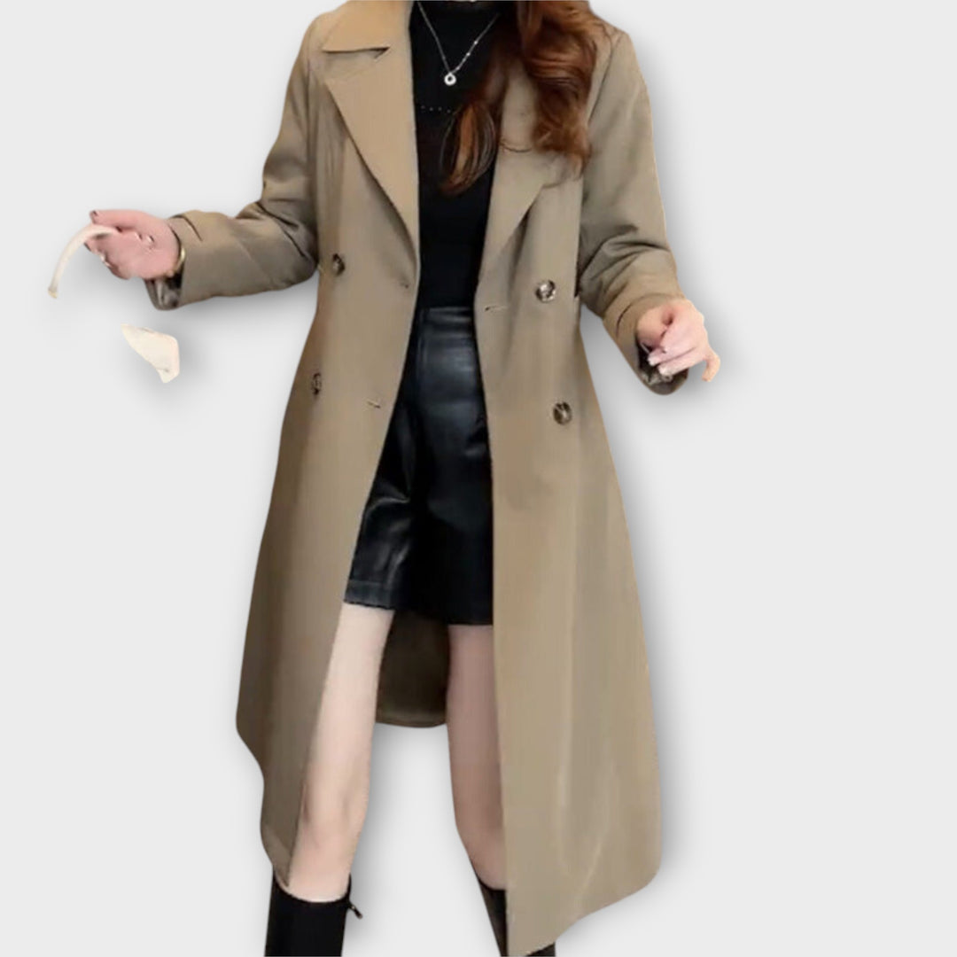 Classic Double-Breasted Trench Coat with Tailored Elegance