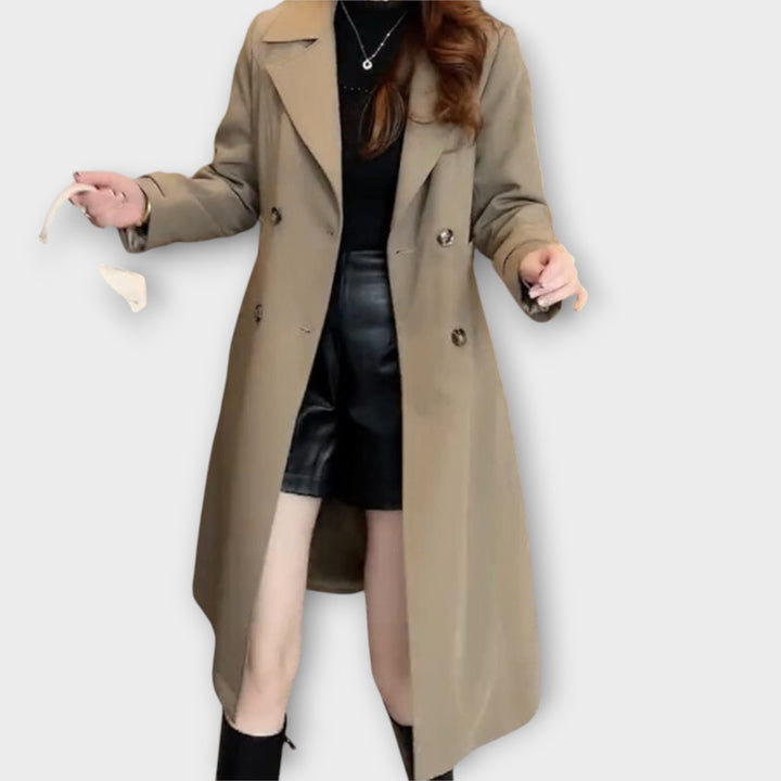 Classic Double-Breasted Trench Coat with Tailored Elegance