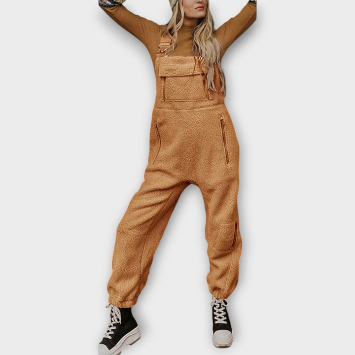 Fleece Thermal Jumpsuit With Zippered Pockets