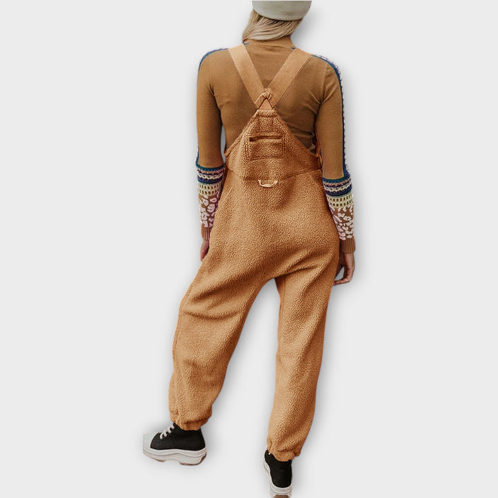 Fleece Thermal Jumpsuit With Zippered Pockets