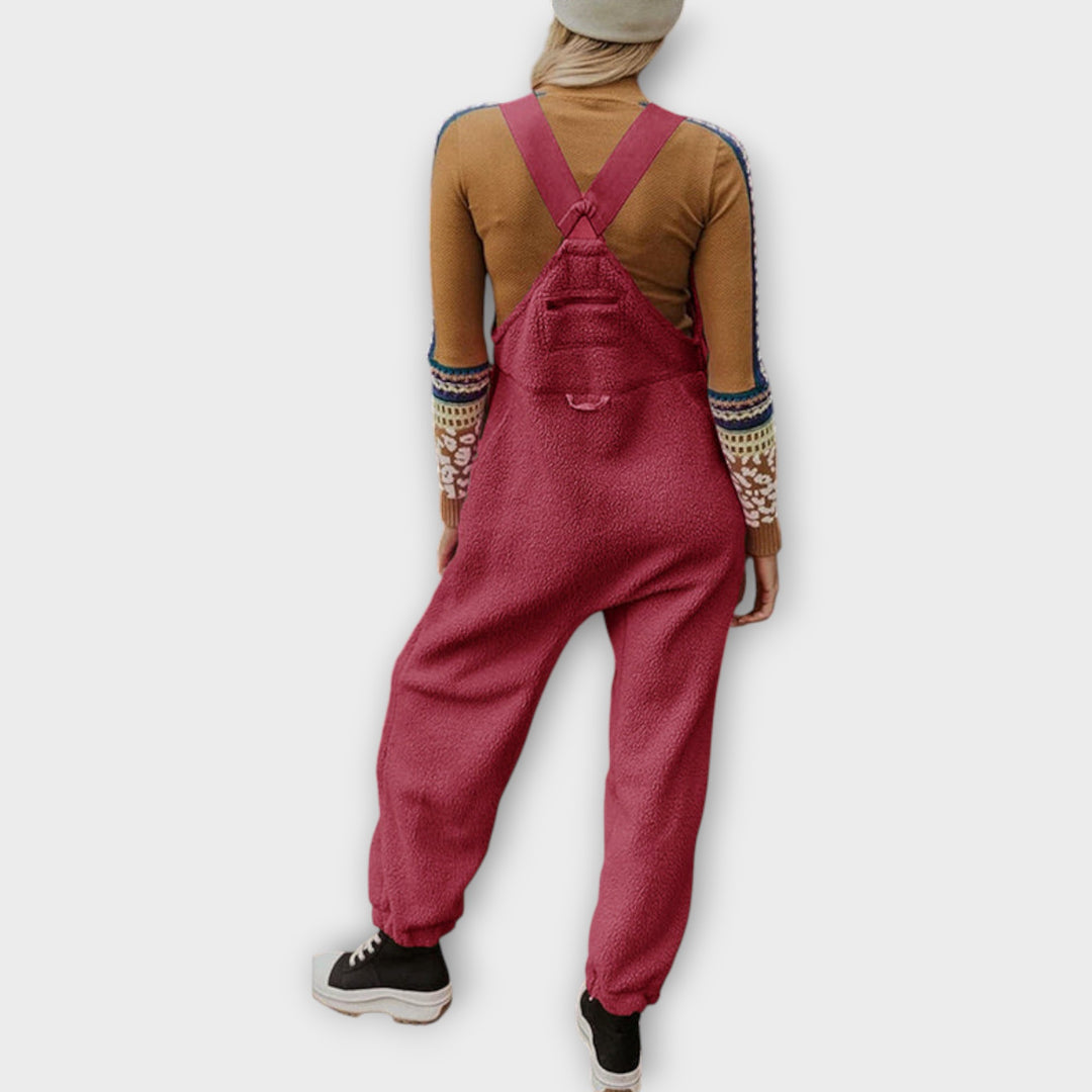 Fleece Thermal Jumpsuit With Zippered Pockets