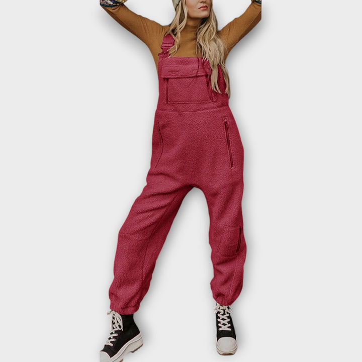 Fleece Thermal Jumpsuit With Zippered Pockets