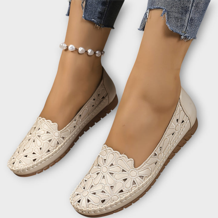 Elegant Comfort Floral Cutout Flats