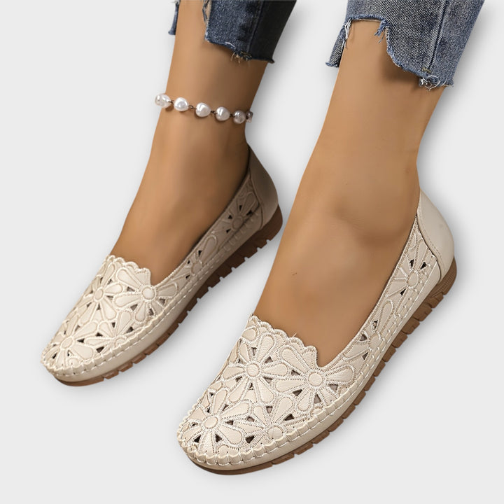 Elegant Floral Cutout Comfort Flats
