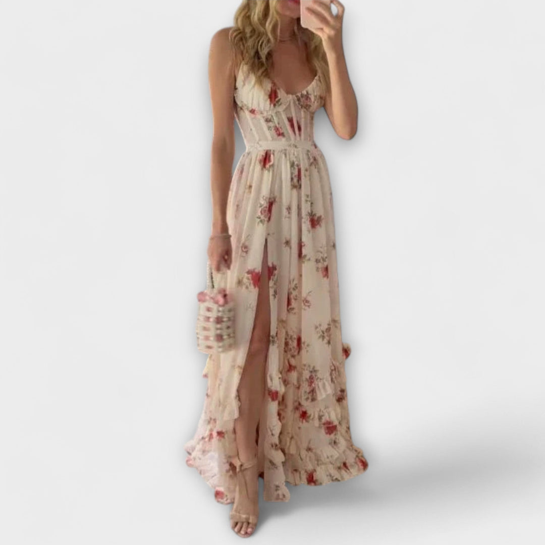 Maxi Dress with Floral Print and Split