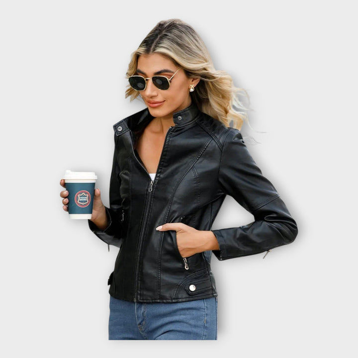 Leather Elegant Blazer with Modern Line and Timeless Style