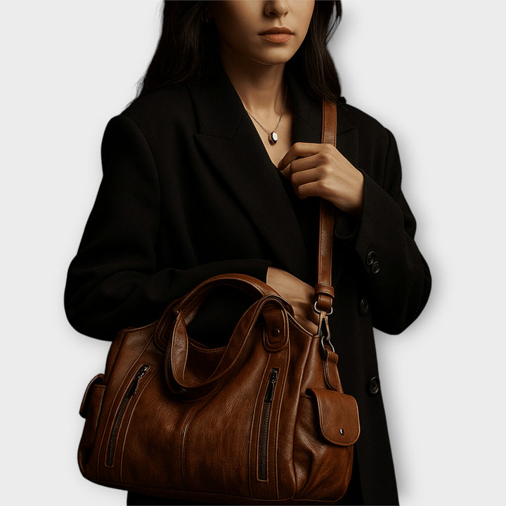 Dark Leather Tote Bag
