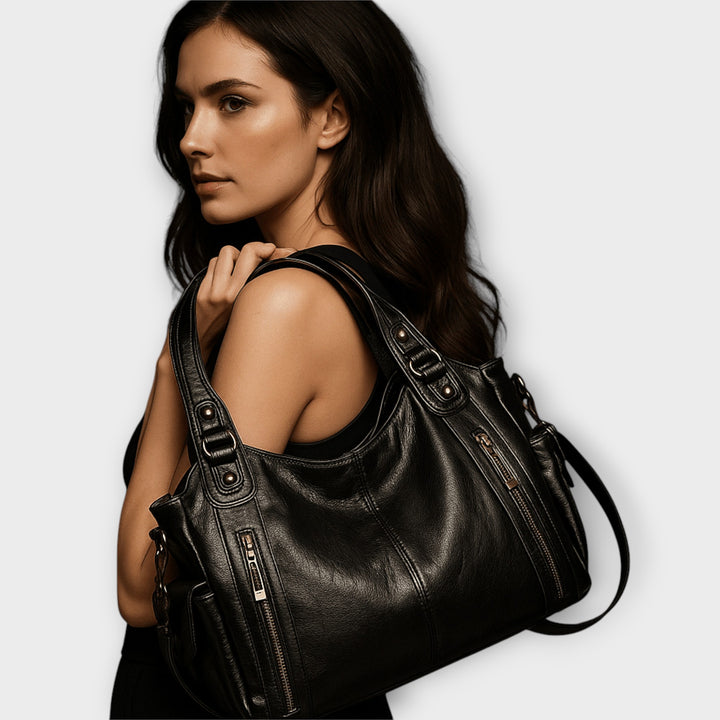 Dark Leather Tote Bag