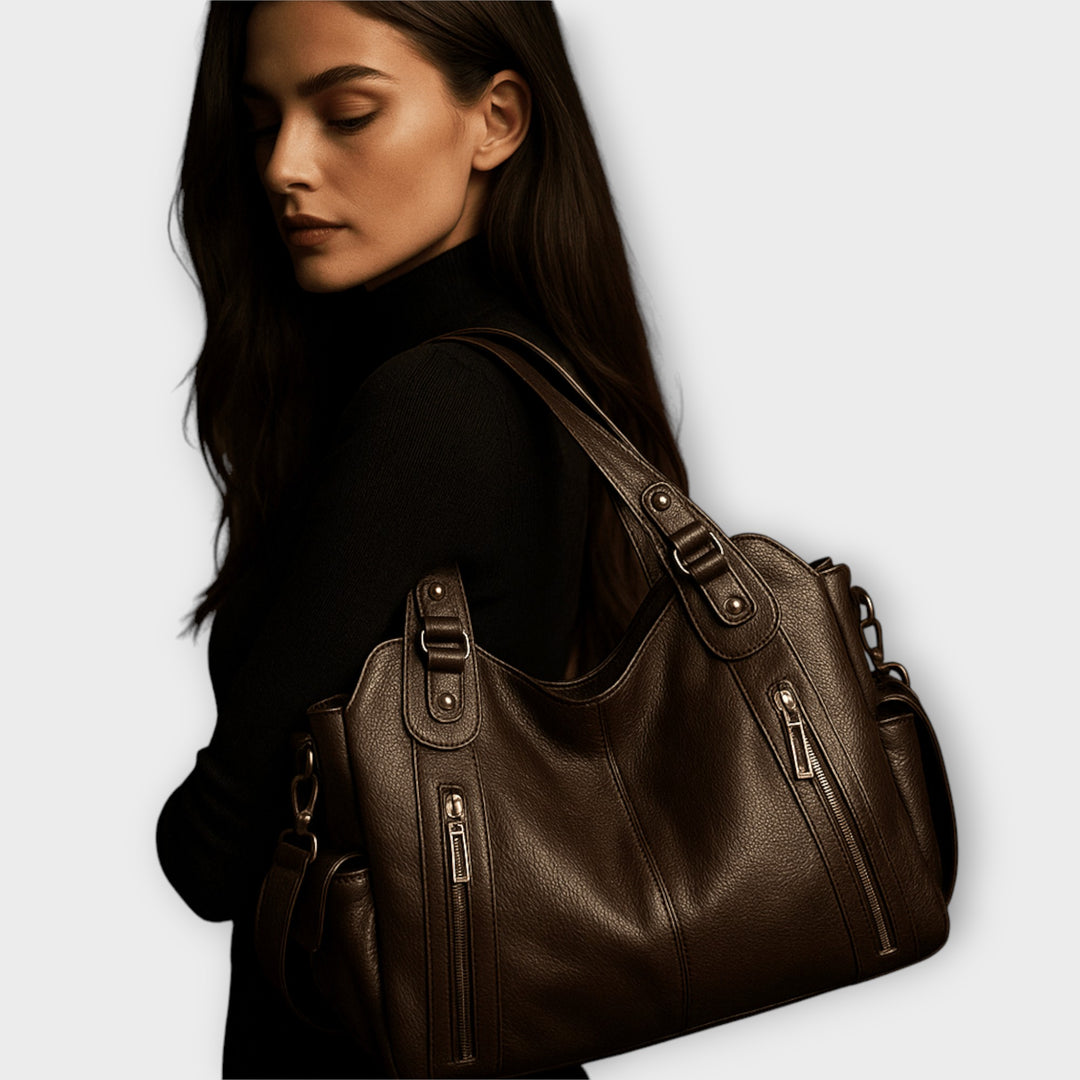 Dark Leather Tote Bag