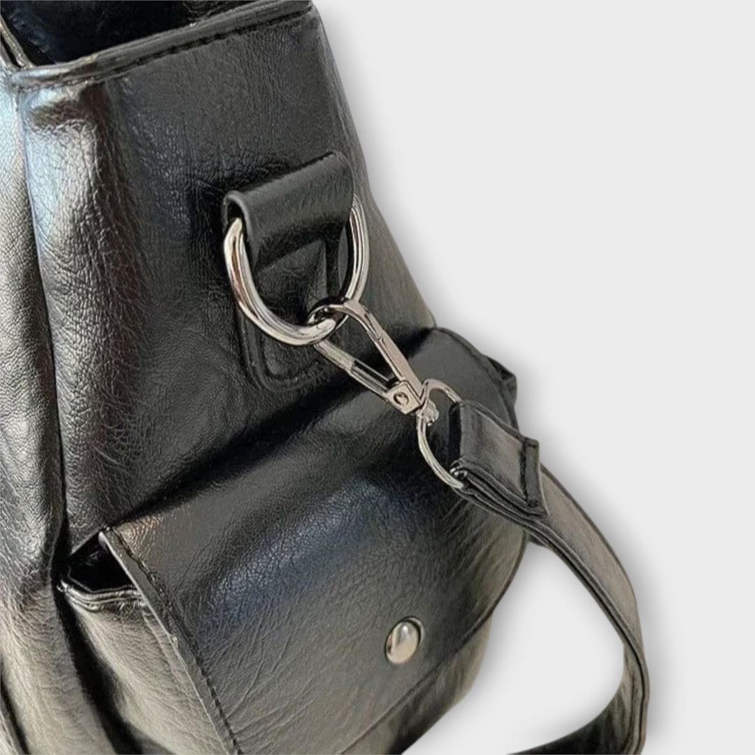 Dark Leather Tote Bag