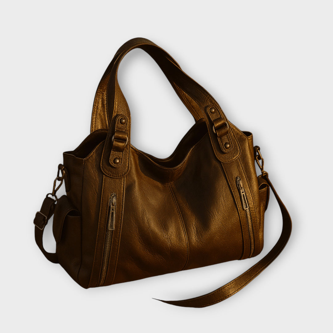 Dark Leather Tote Bag