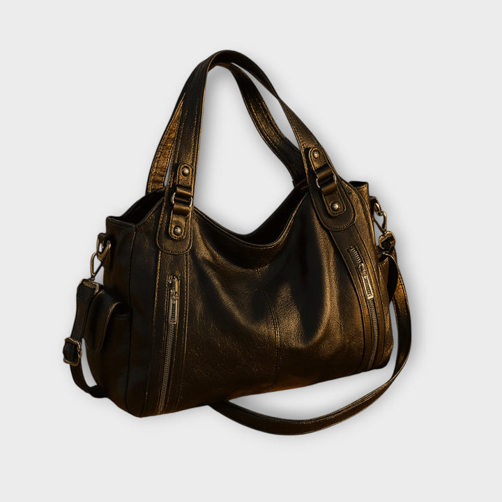 Dark Leather Tote Bag