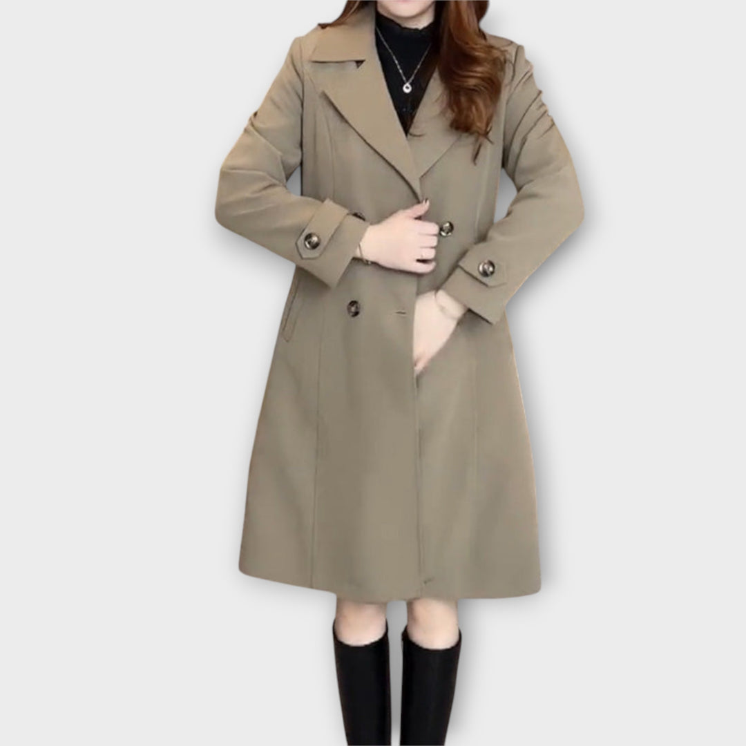 Classic Double-Breasted Trench Coat with Tailored Elegance
