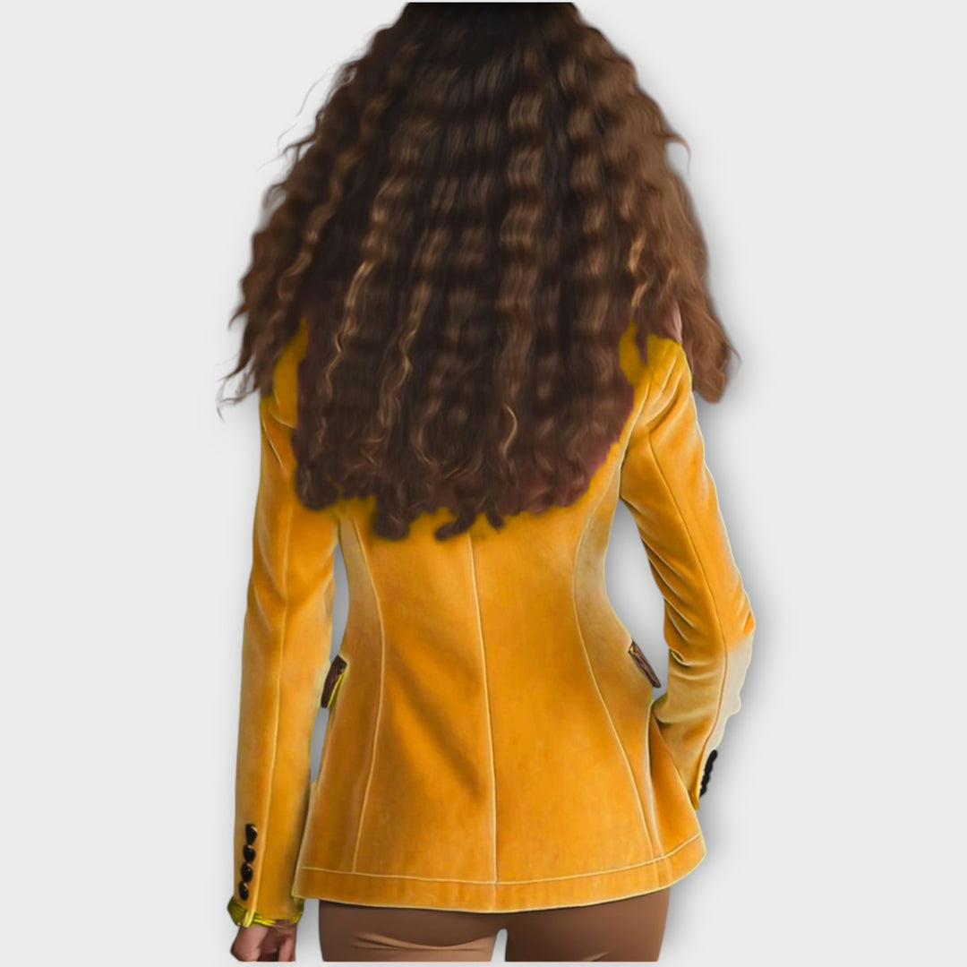 Velvet Tailored Blazer with Statement Trim