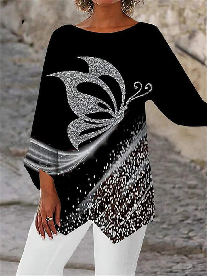 Aiyana | Round Neck And Long Sleeve Printed Shirt