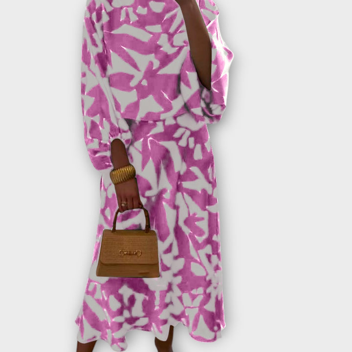 Chic Abstract Print Midi Dres