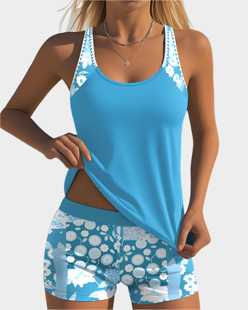 Comfortable Two-Piece Swimsuit with Floral Pattern