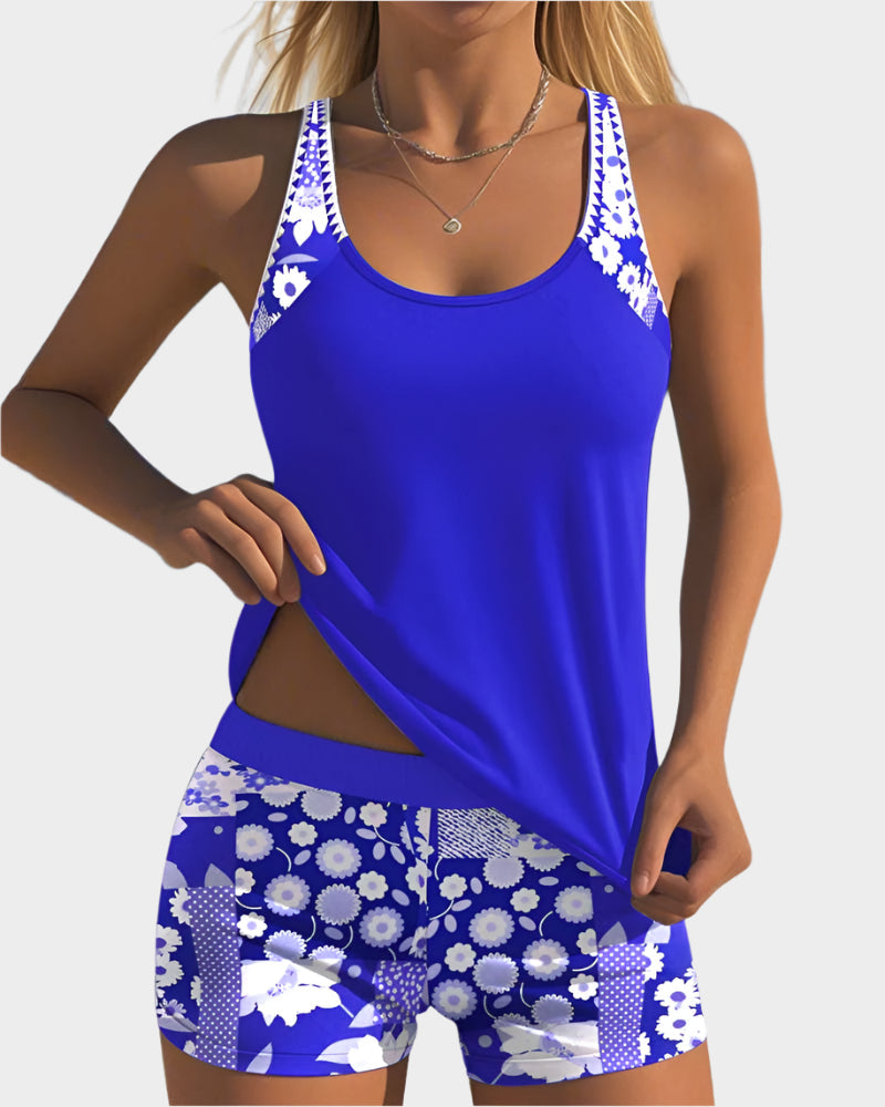 Comfortable Two-Piece Swimsuit with Floral Pattern